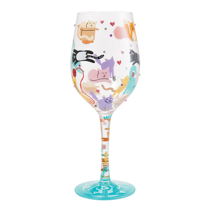 Meow it Up Hand Painted Wine Glass