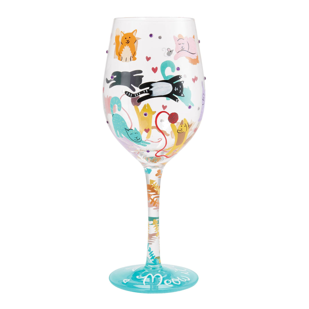 Meow it Up Hand Painted Wine Glass