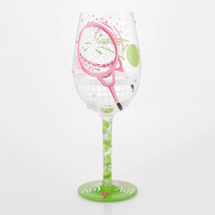 I Luv Luv Tennis Hand Painted Wine Glass