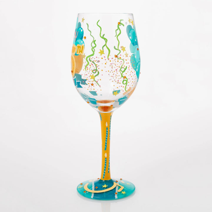 Happy 65th Birthday Hand Painted Wine Glass