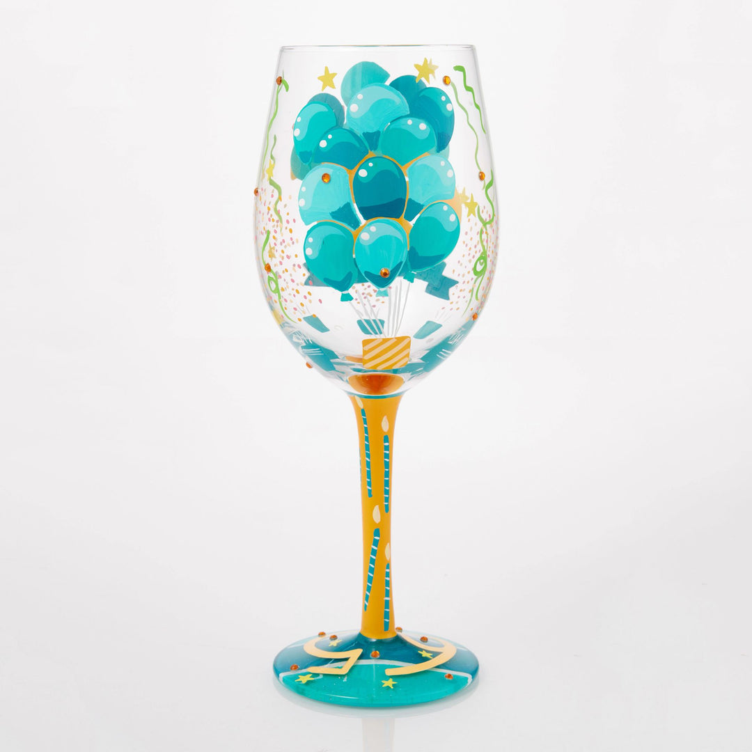 Happy 65th Birthday Hand Painted Wine Glass