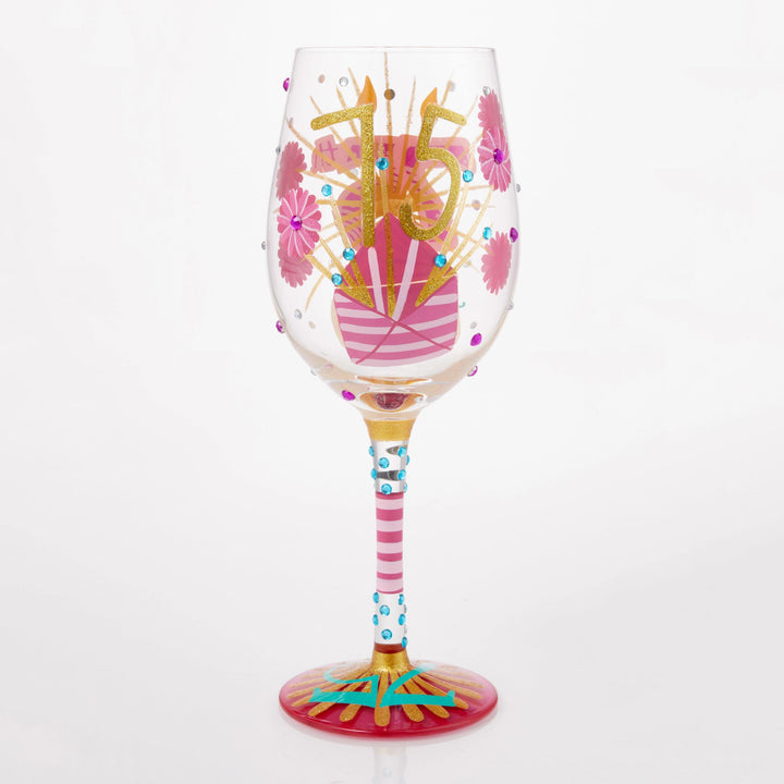 Happy 75th Birthday Hand Painted Wine Glass