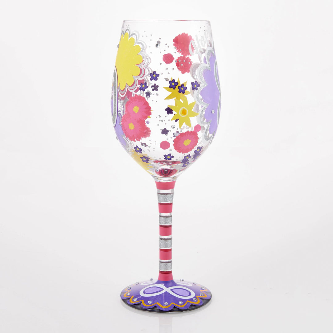 Happy 80th Birthday Hand Painted Wine Glass