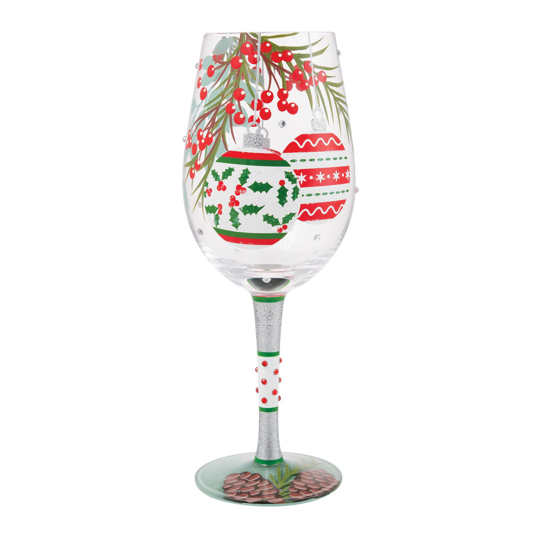 Warm Holiday Wishes Hand Painted Wine Glass