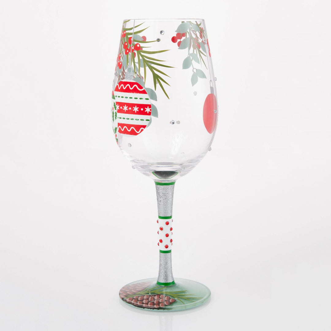 Warm Holiday Wishes Hand Painted Wine Glass