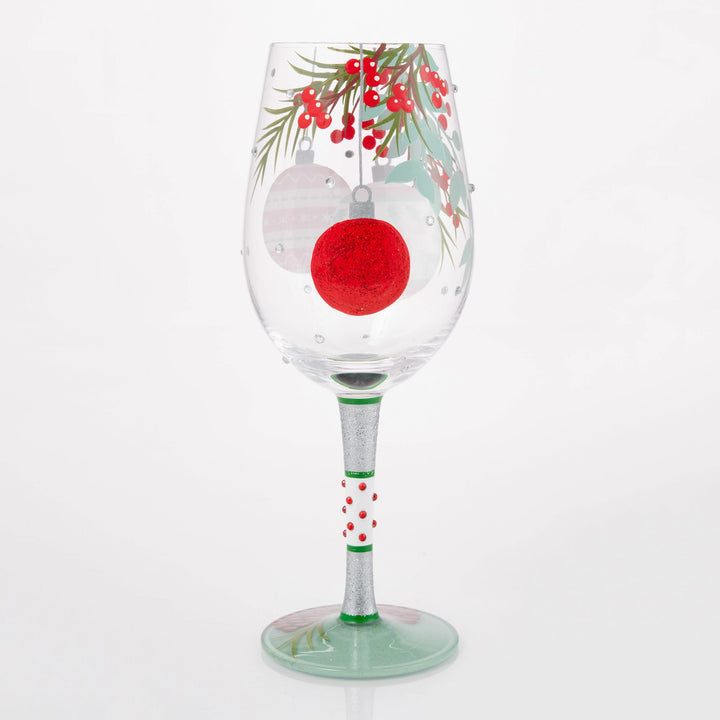 Warm Holiday Wishes Hand Painted Wine Glass