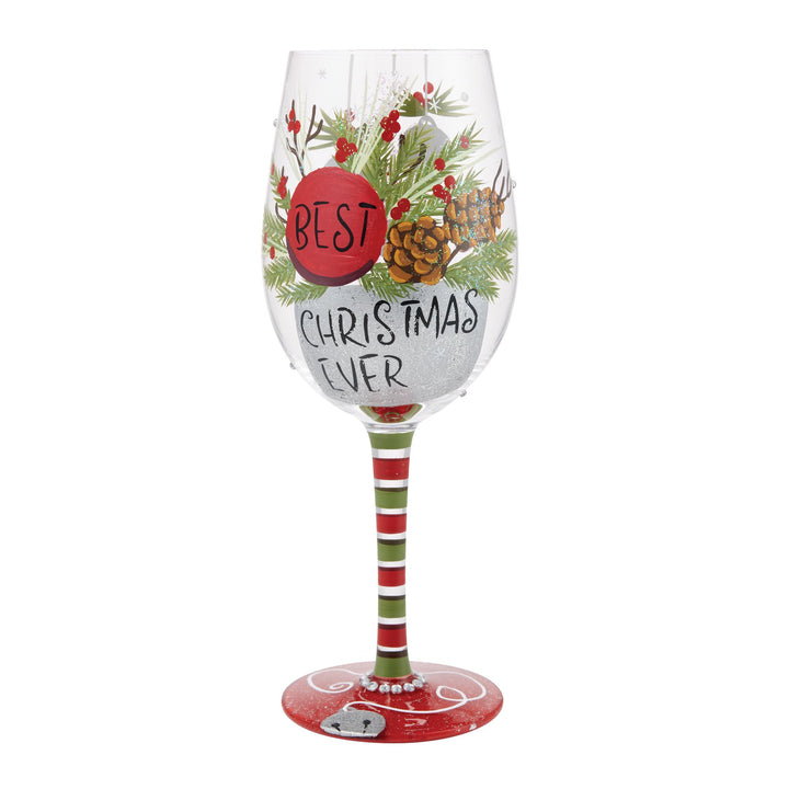 Best Christmas Ever Hand Painted Wine Glass