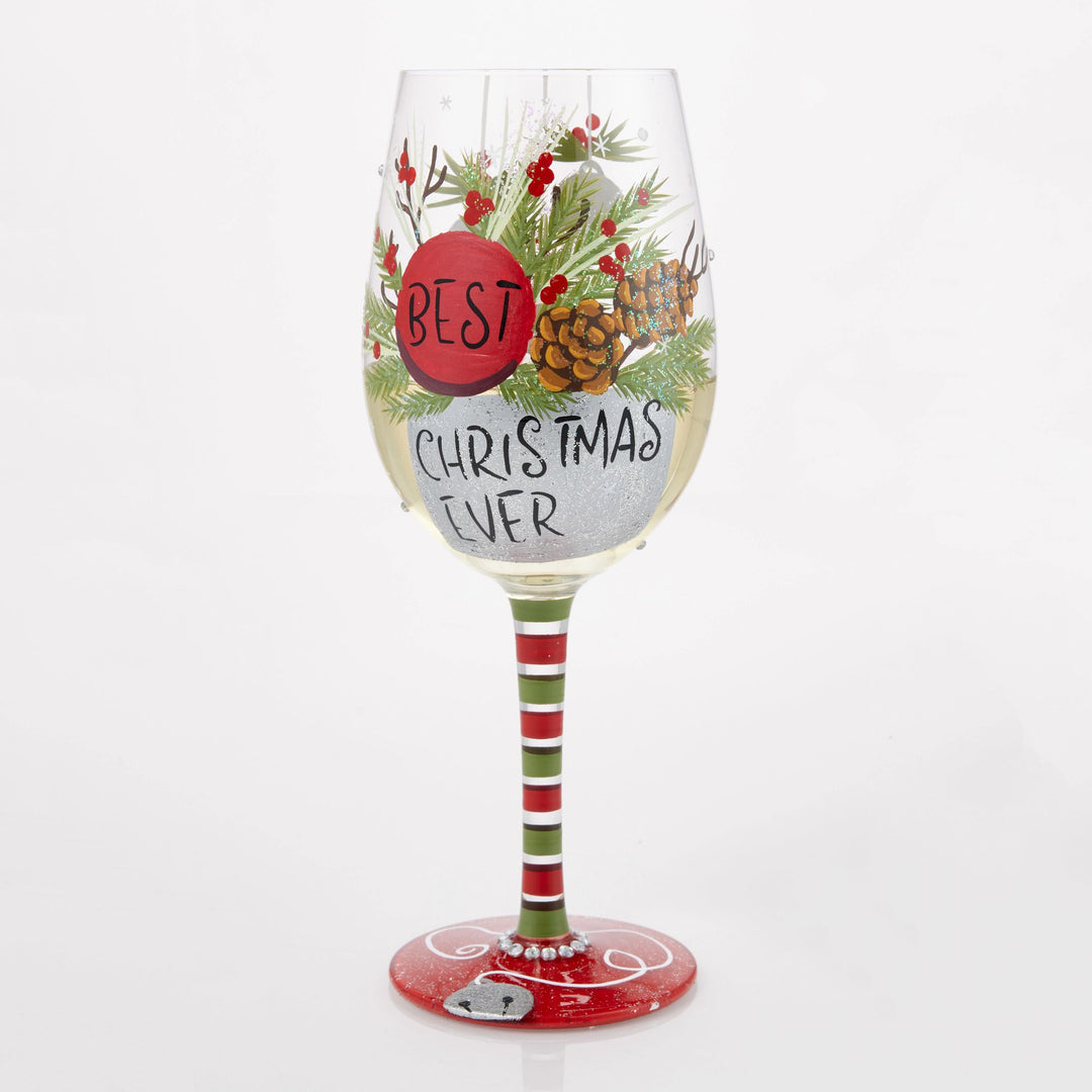 Best Christmas Ever Hand Painted Wine Glass