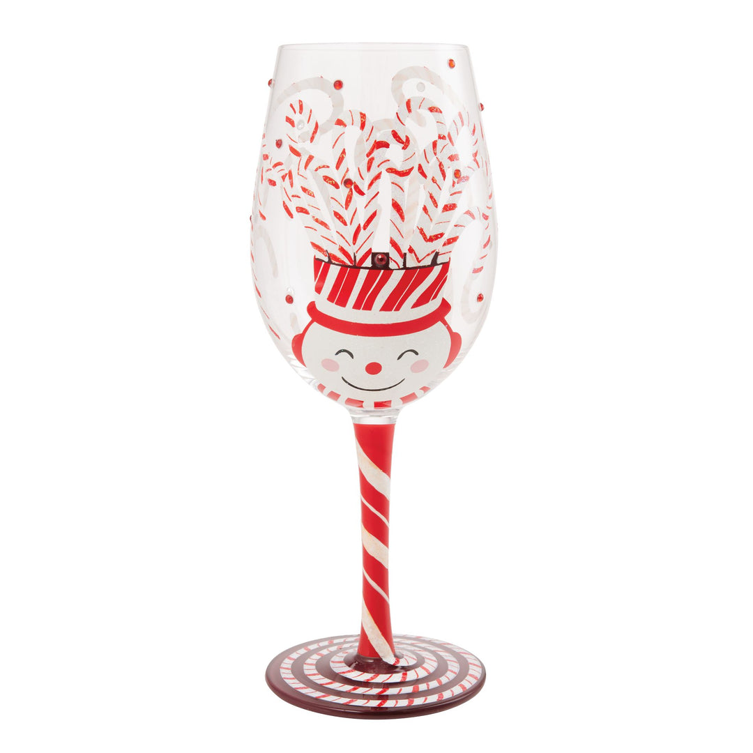 Candy Cane Jar Hand Painted Wine Glass