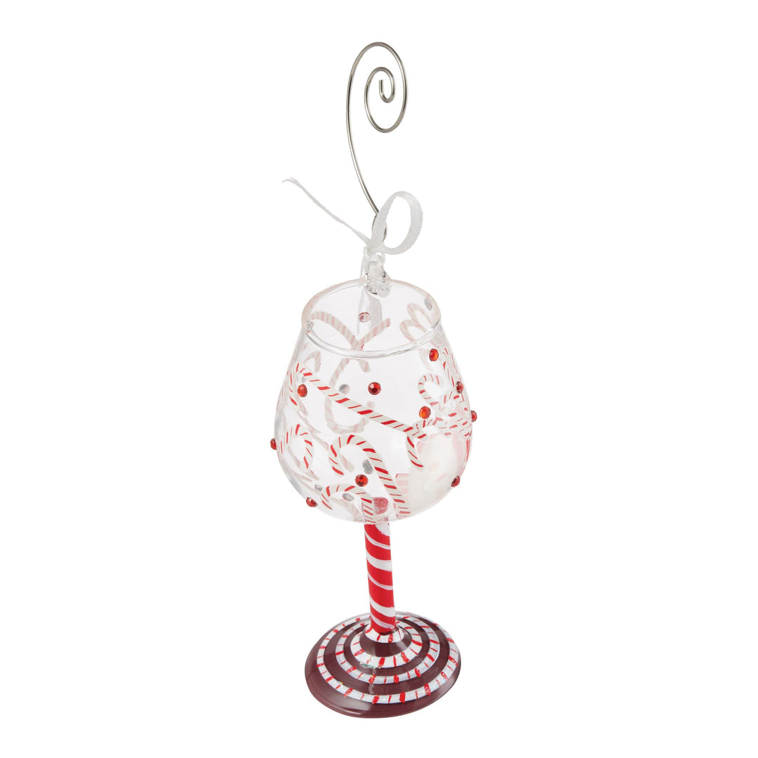 Candy Cane Jar Hand Painted Wine Glass