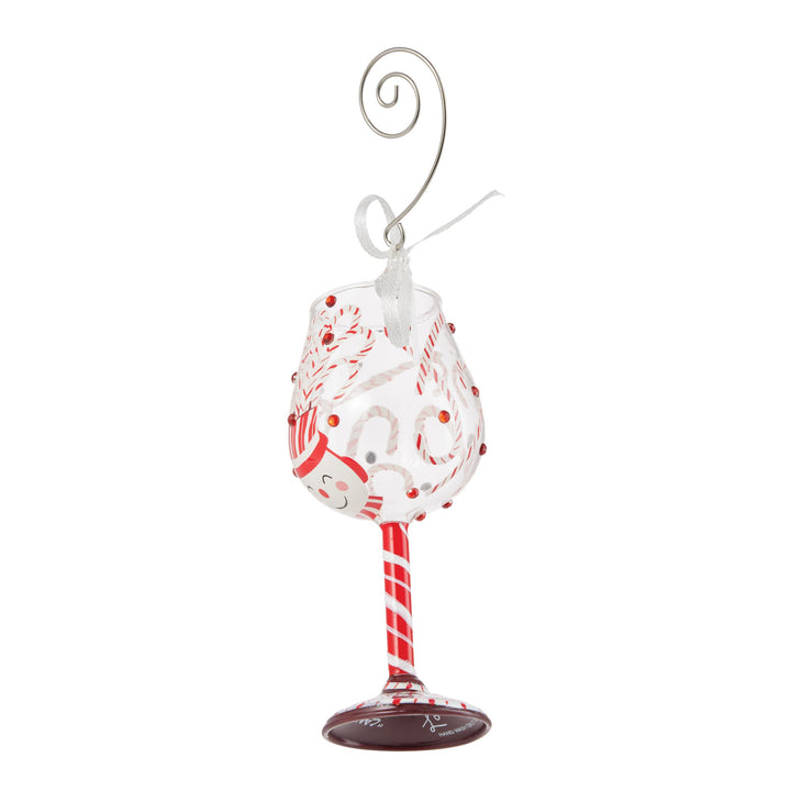 Candy Cane Jar Hand Painted Wine Glass