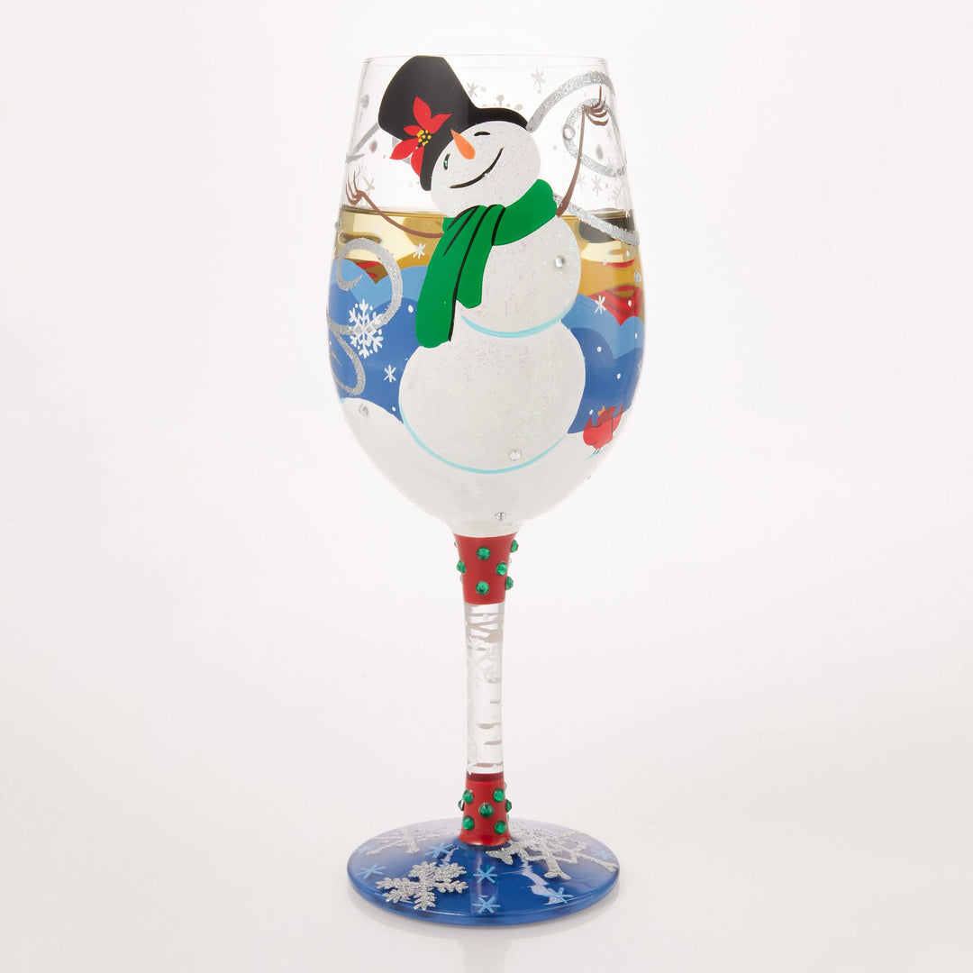 First Christmas Snow Hand Painted Wine Glass