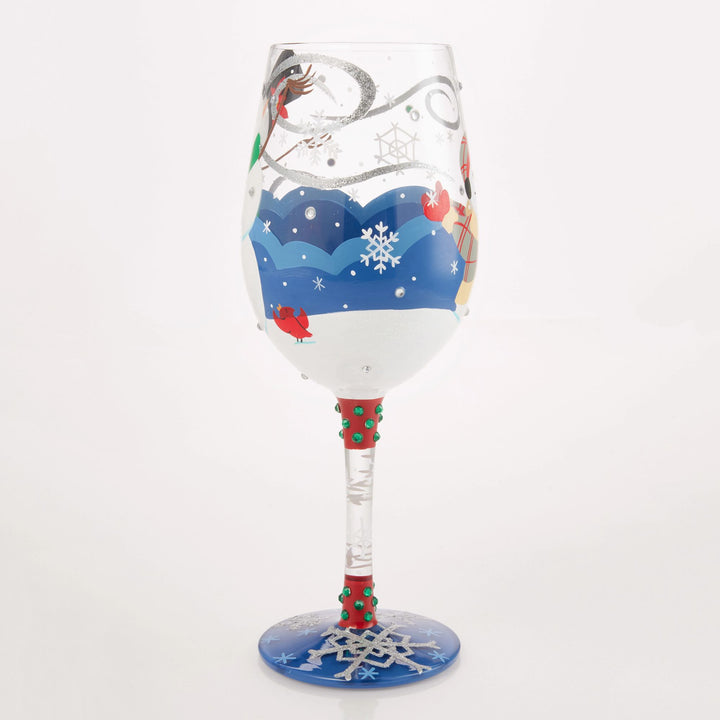 First Christmas Snow Hand Painted Wine Glass