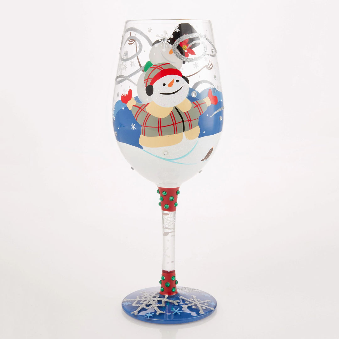 First Christmas Snow Hand Painted Wine Glass