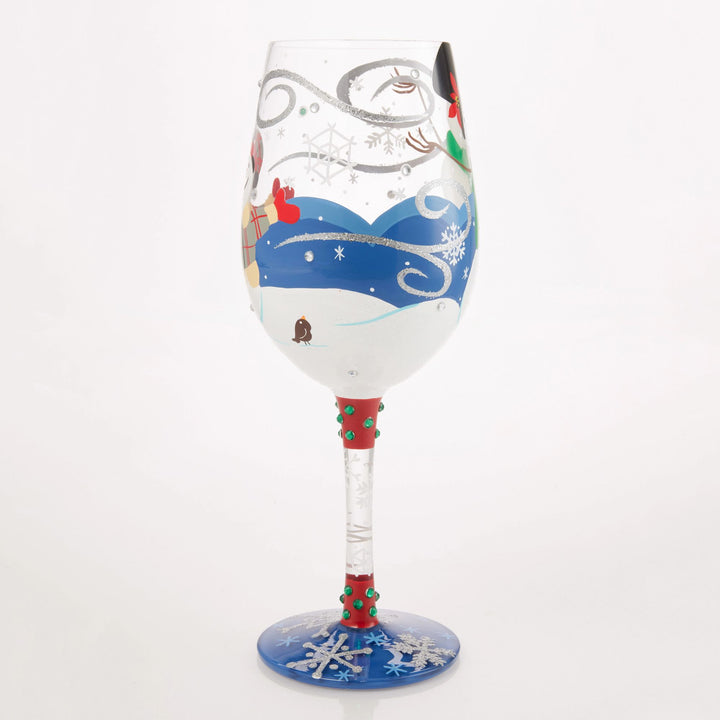 First Christmas Snow Hand Painted Wine Glass