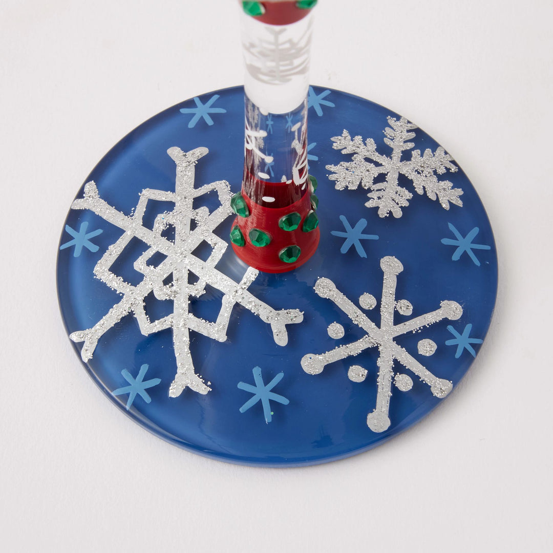 First Christmas Snow Hand Painted Wine Glass