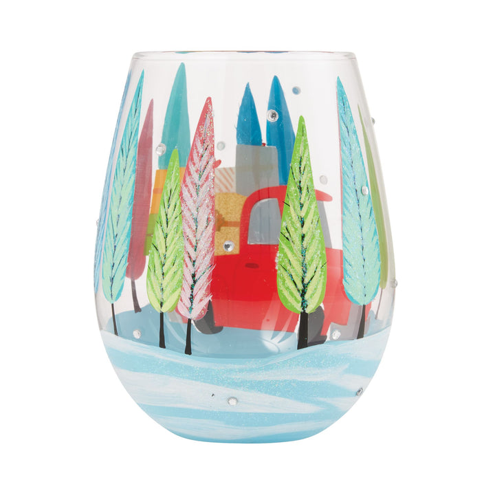 Christmas Haul Hand Painted Stemless Wine Glass