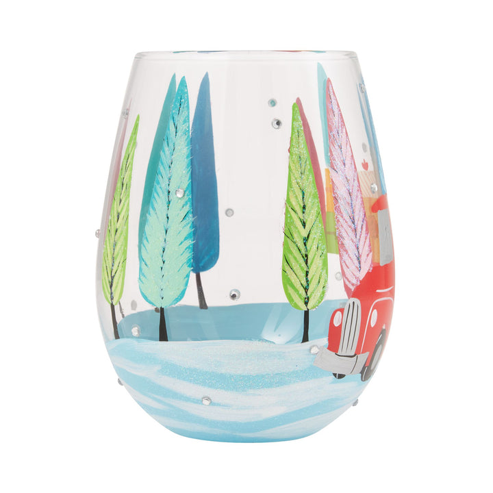 Christmas Haul Hand Painted Stemless Wine Glass