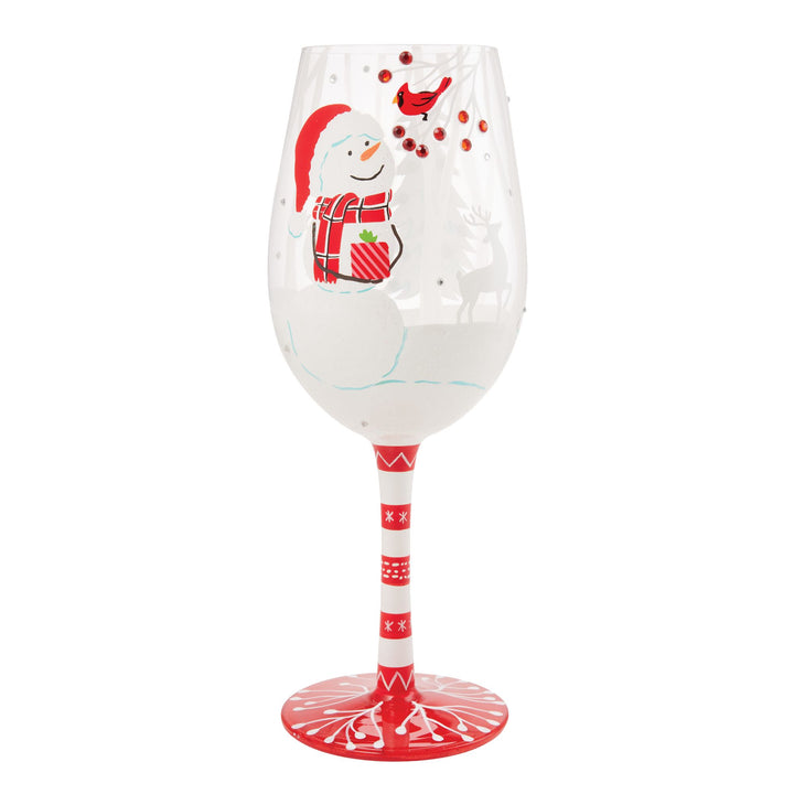 Crimson and Snow Hand Painted Wine Glass