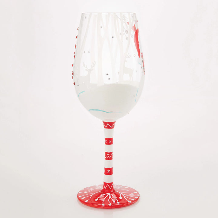 Crimson and Snow Hand Painted Wine Glass