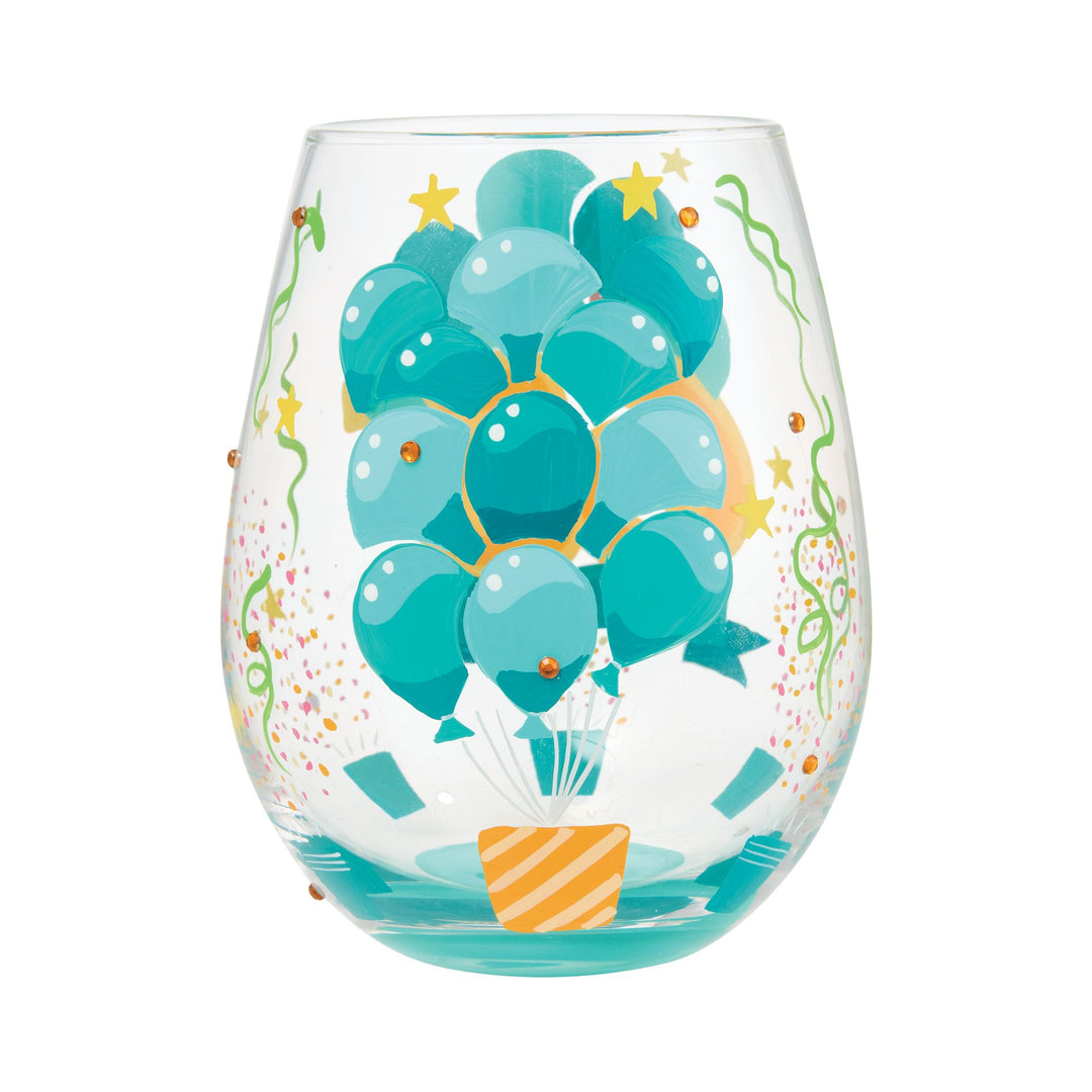 Happy 65th Birthday Hand Painted Stemless Glass