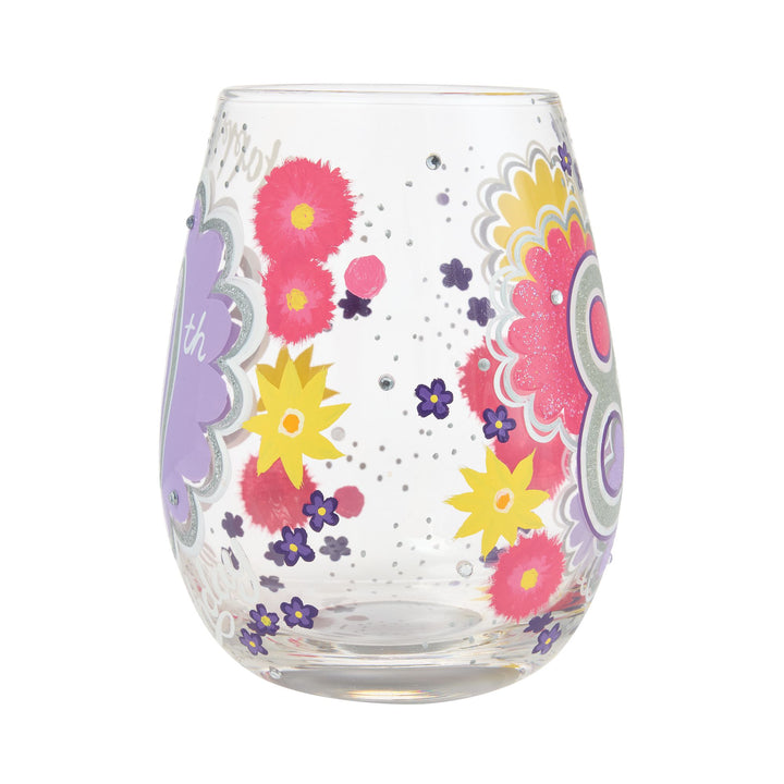 Happy 80th Birthday Hand Painted Stemless Glass