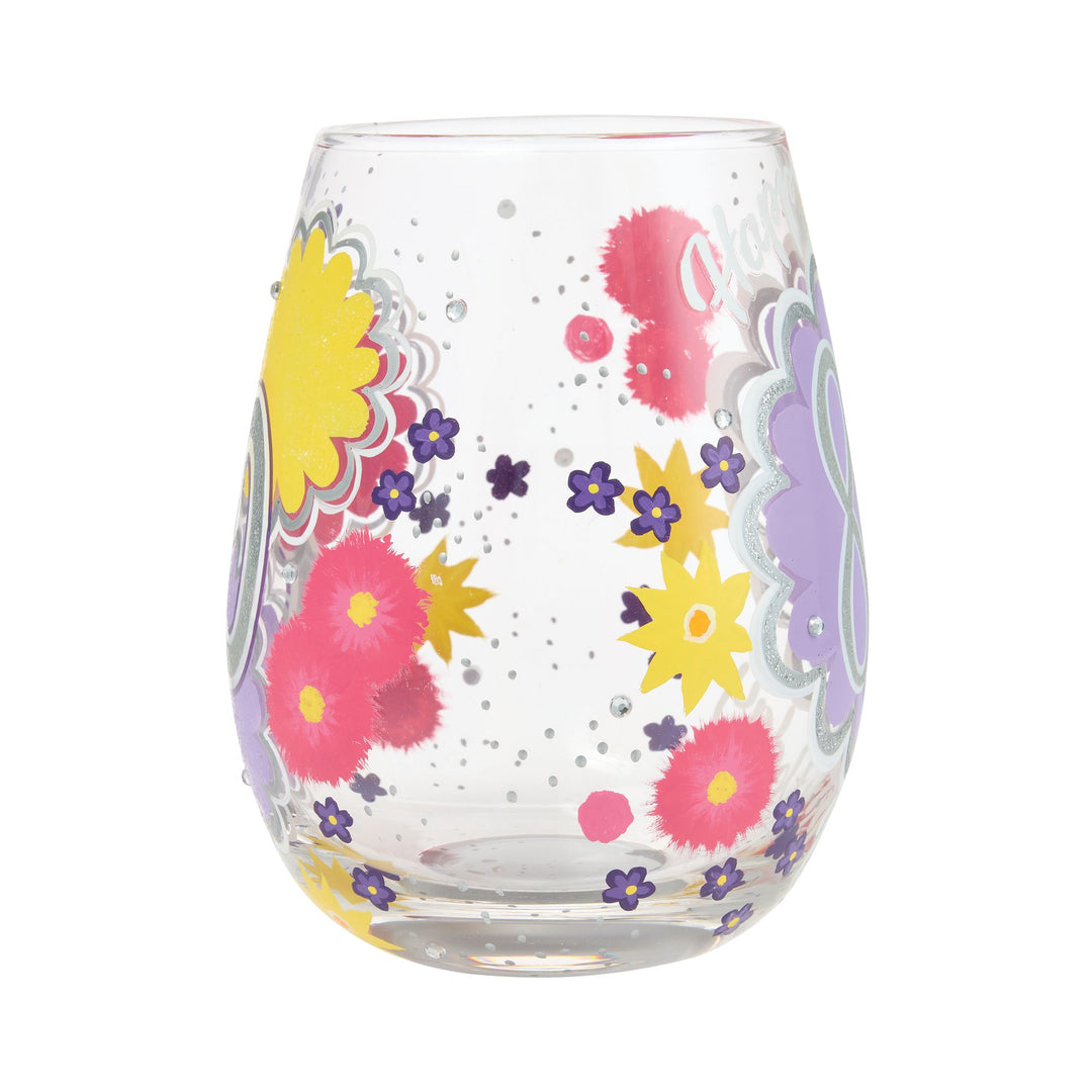 Happy 80th Birthday Hand Painted Stemless Glass