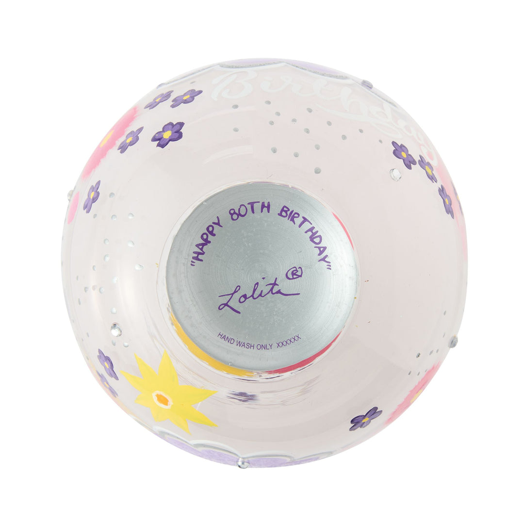 Happy 80th Birthday Hand Painted Stemless Glass