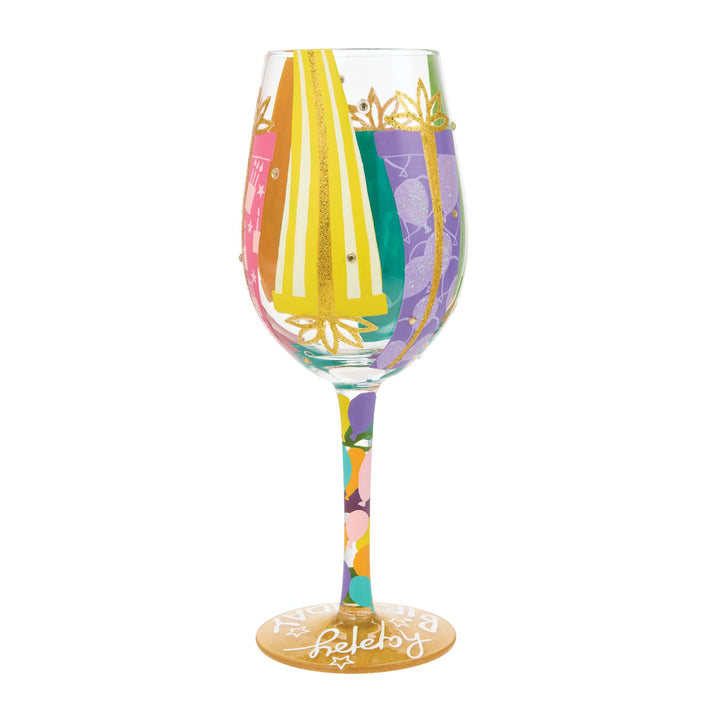 Birthday Bounty Hand Painted Wine Glass