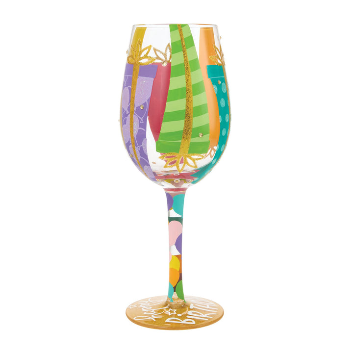Birthday Bounty Hand Painted Wine Glass