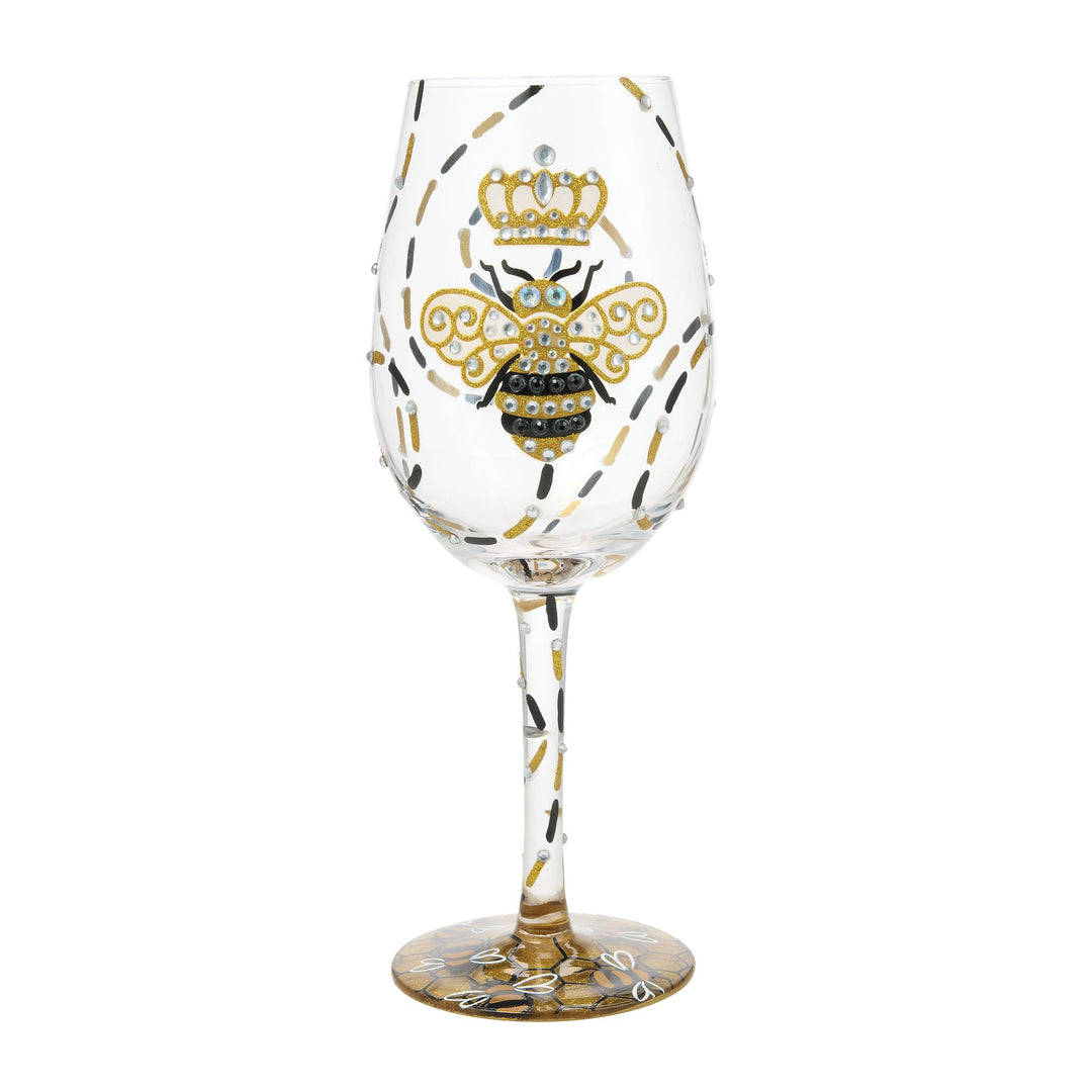 Queen Bee Hand Painted Wine Glass