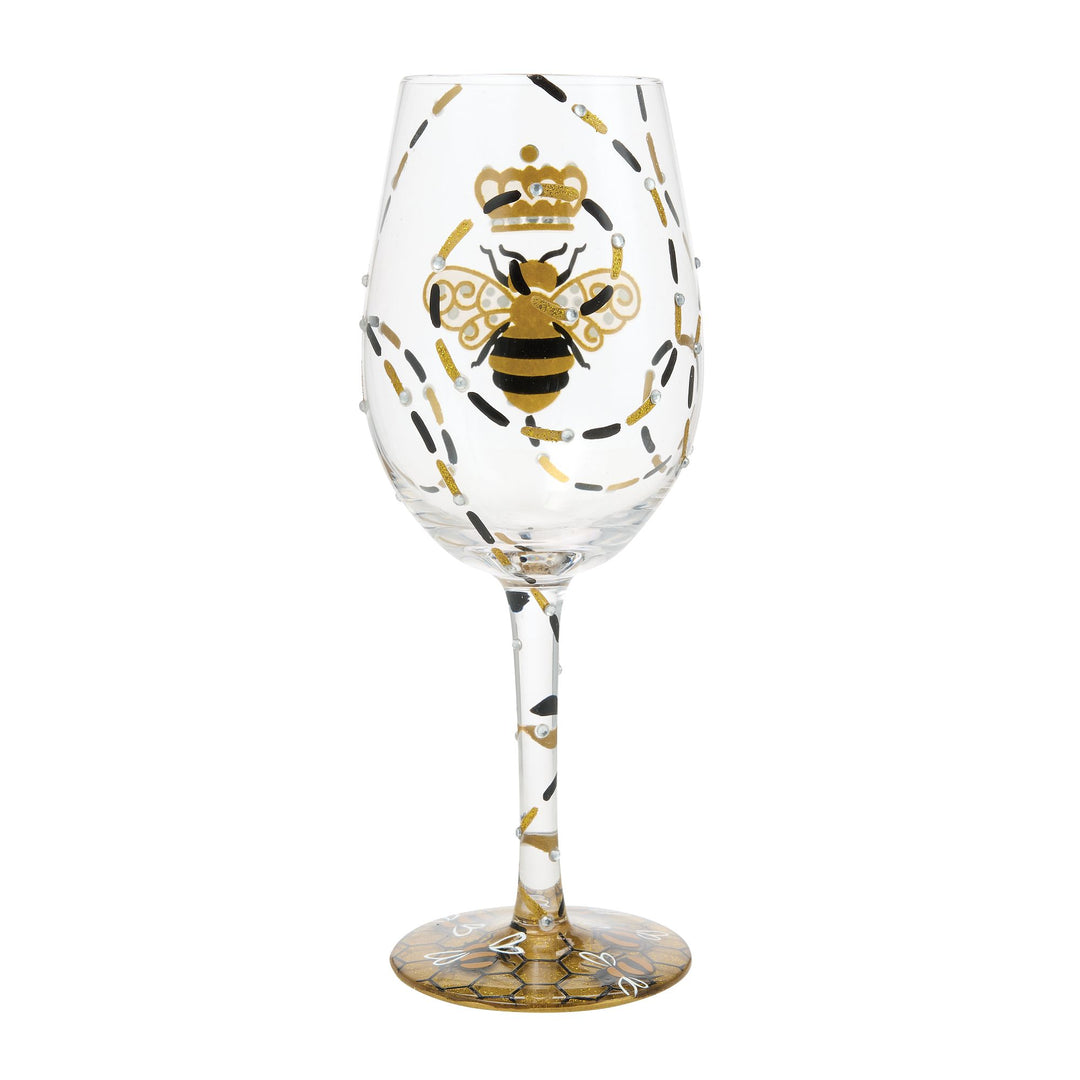 Queen Bee Hand Painted Wine Glass