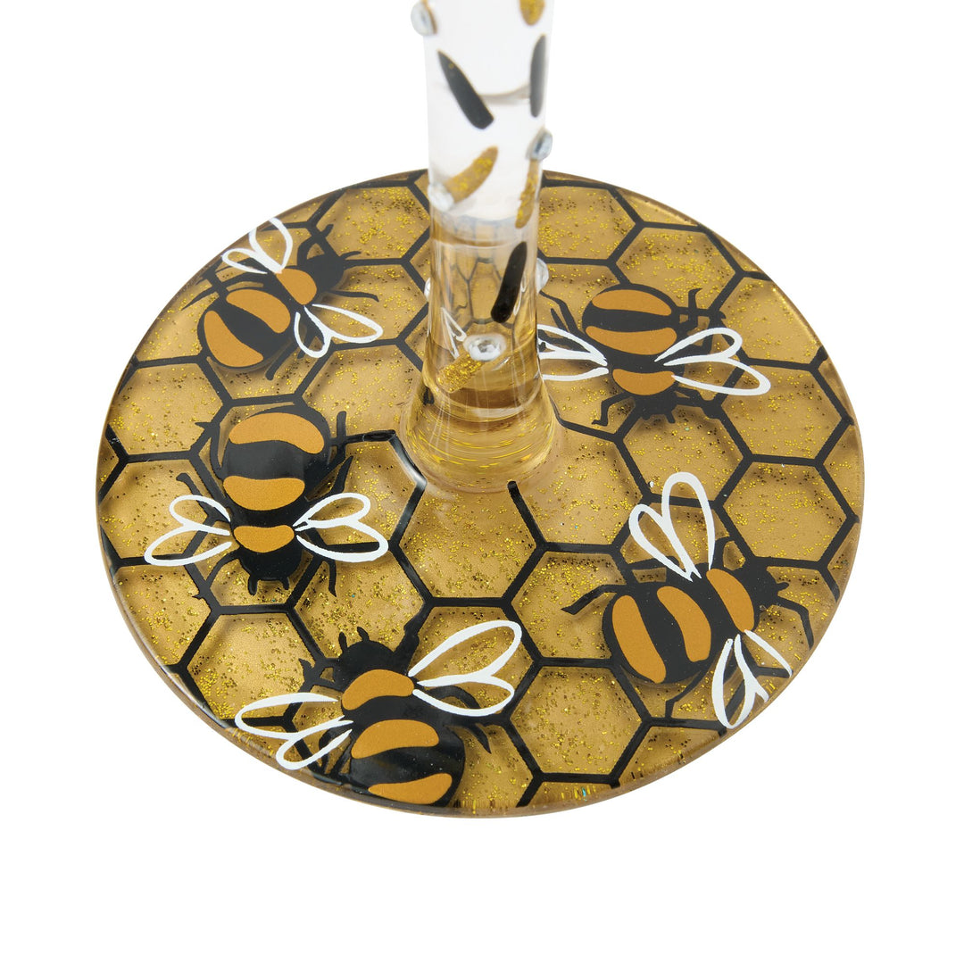 Queen Bee Hand Painted Wine Glass