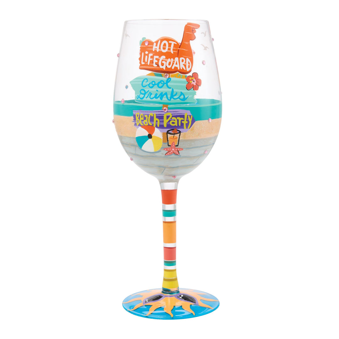 Beach Boardwalk Hand Painted Wine Glass