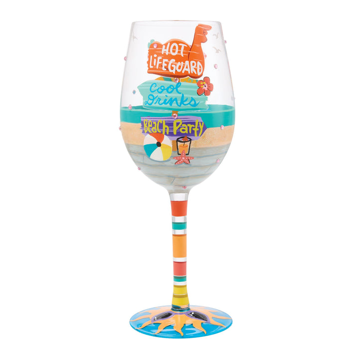 Beach Boardwalk Hand Painted Wine Glass