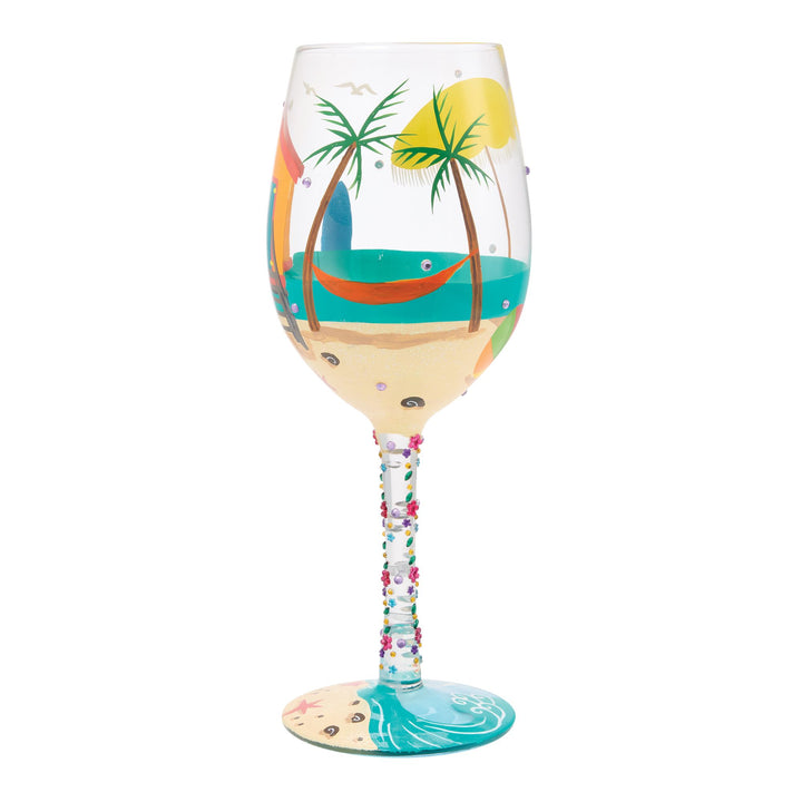 My Little Beach House Hand Painted Stemless Wine Glass