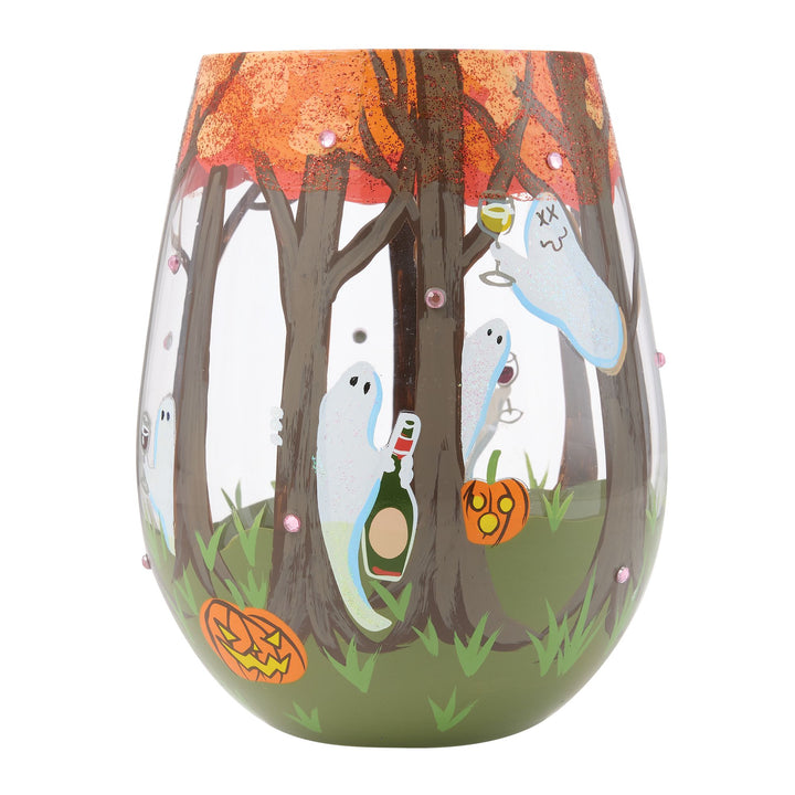 Peek-A-Booz Hand Painted Stemless Wine Glass