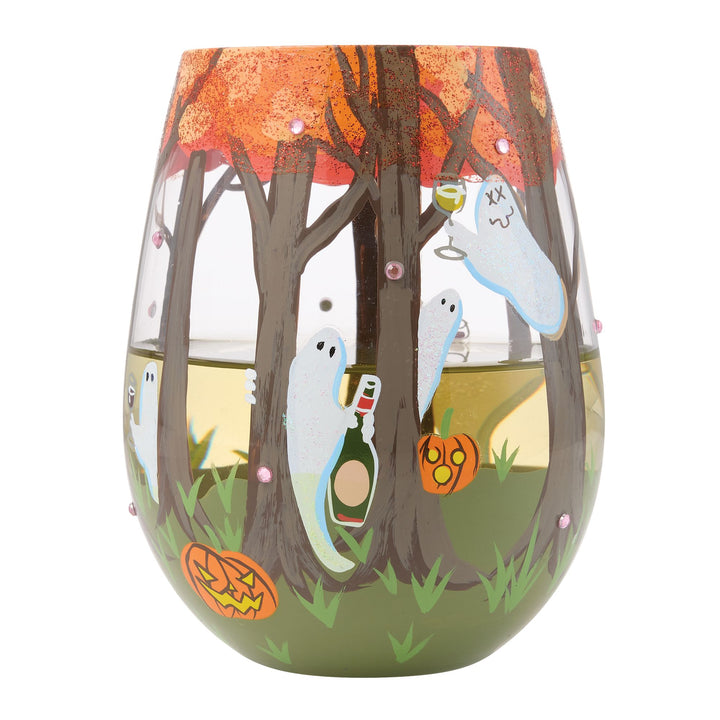 Peek-A-Booz Hand Painted Stemless Wine Glass