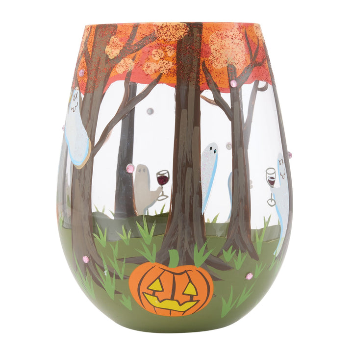 Peek-A-Booz Hand Painted Stemless Wine Glass