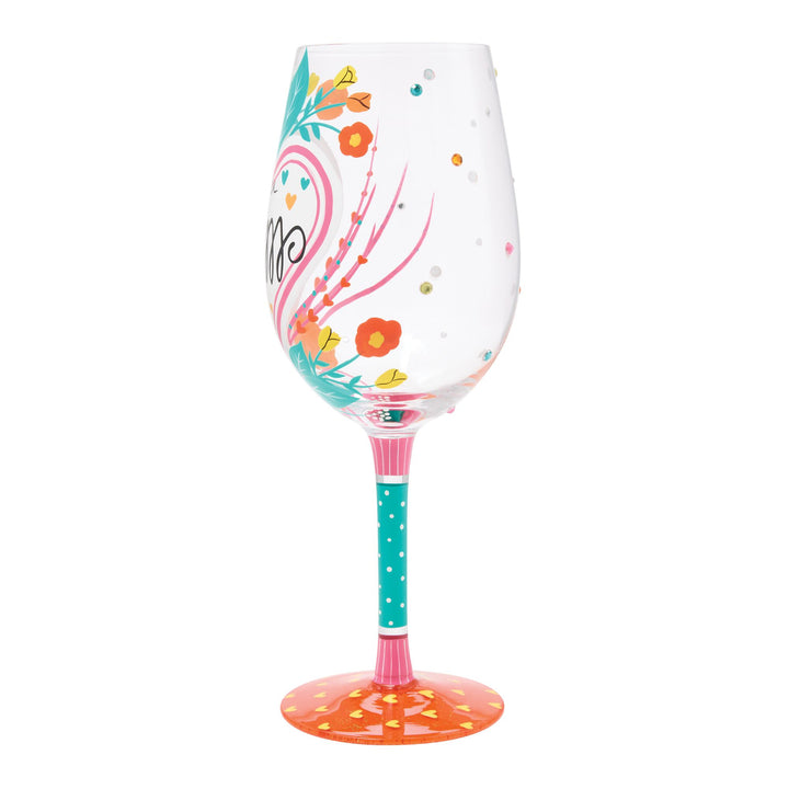 My Mom Has My Heart Hand Painted Wine Glass