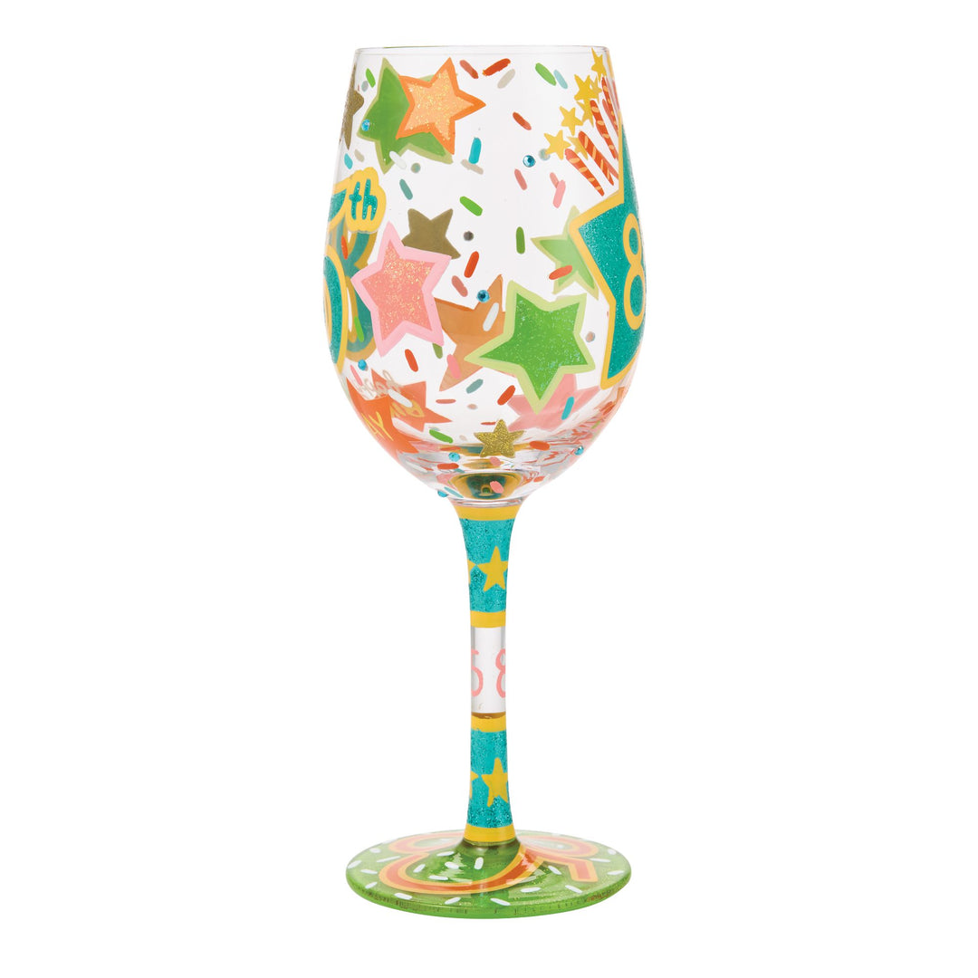 Happy 85th Birthday Hand Painted Wine Glass