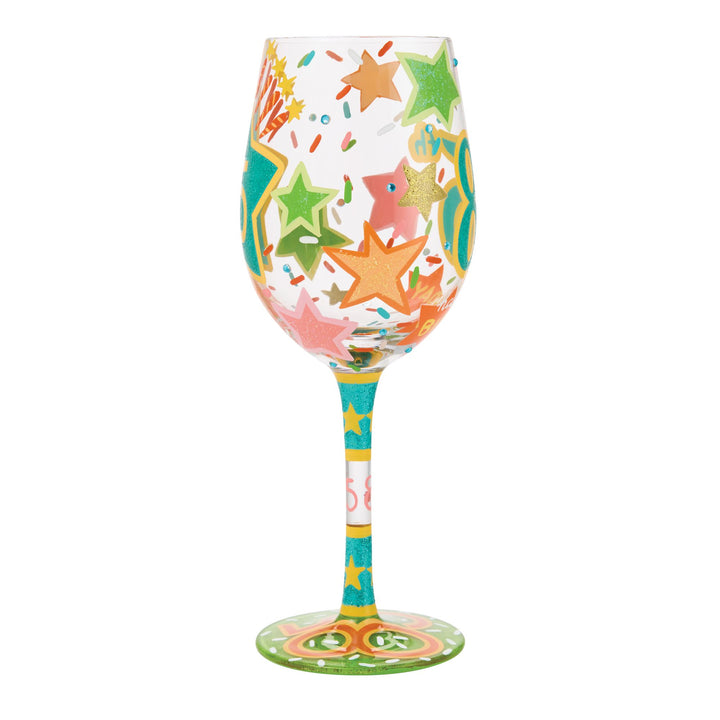 Happy 85th Birthday Hand Painted Wine Glass