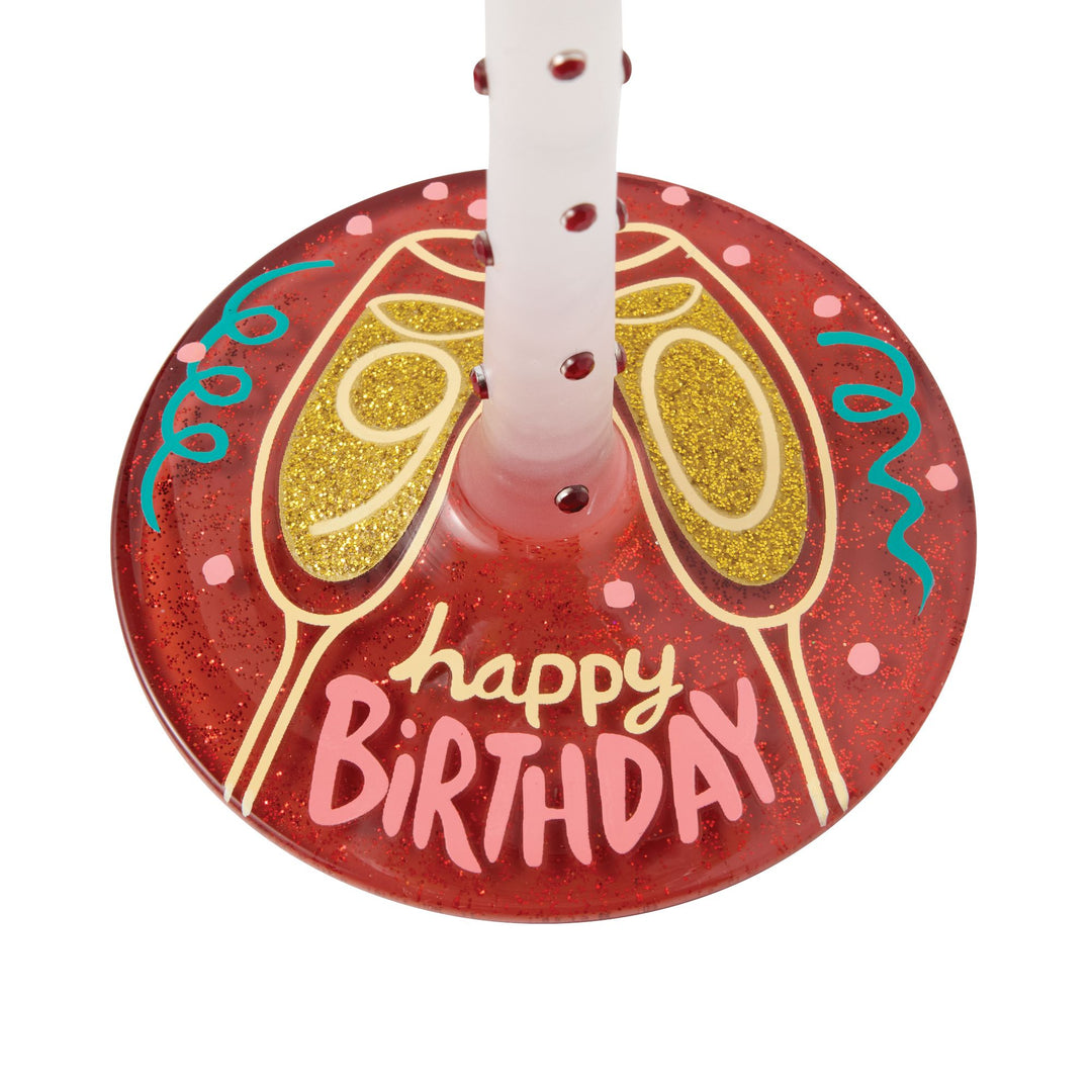 Happy 90th Birthday Hand Painted Wine Glass
