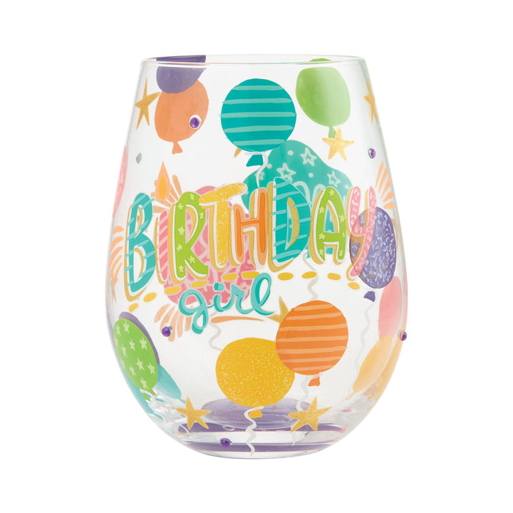 LOLITA Birthday Girl Hand Painted Stemless Wine Glass