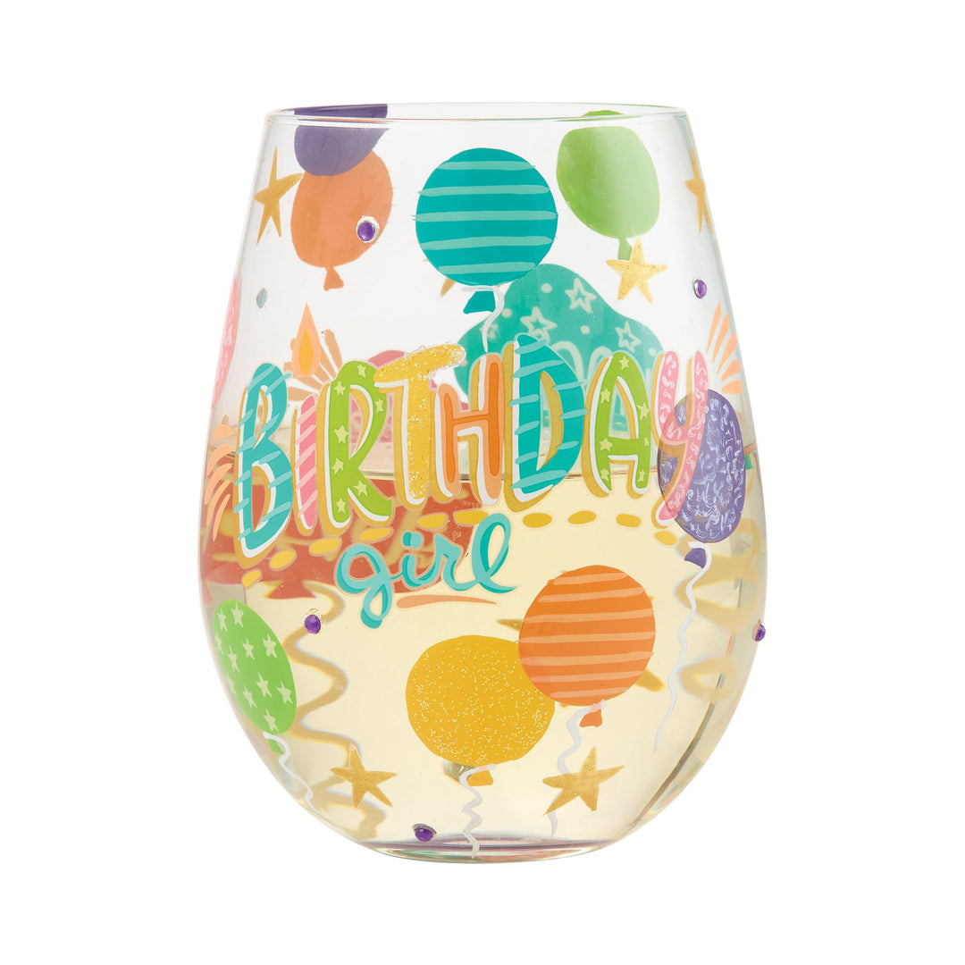 LOLITA Birthday Girl Hand Painted Stemless Wine Glass