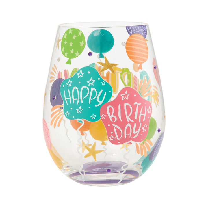 LOLITA Birthday Girl Hand Painted Stemless Wine Glass