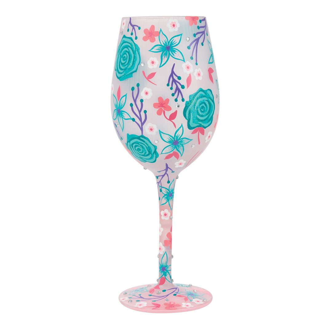 Fancy Florals Hand Painted Wine Glass