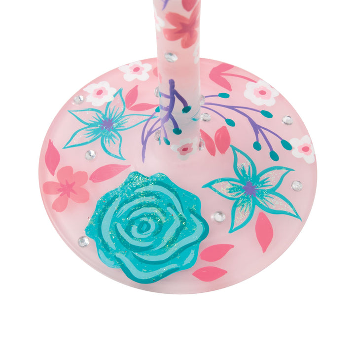 Fancy Florals Hand Painted Wine Glass