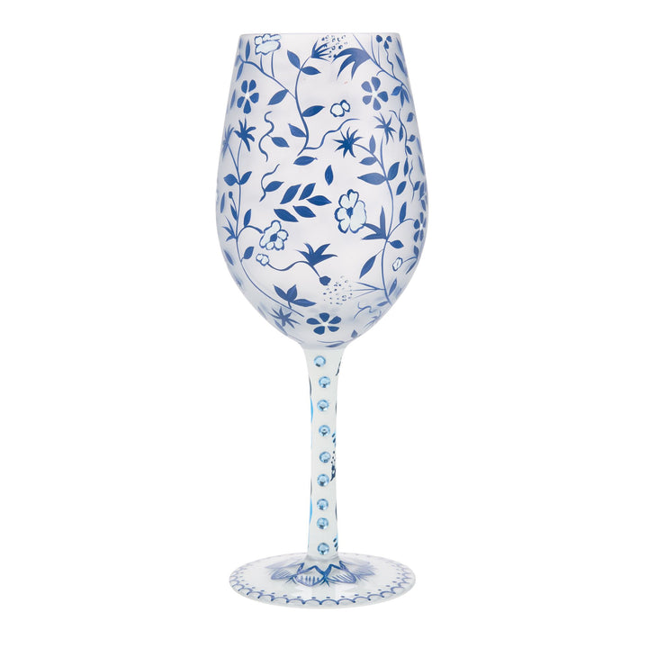 Blue Menagerie Hand Painted Wine Glass