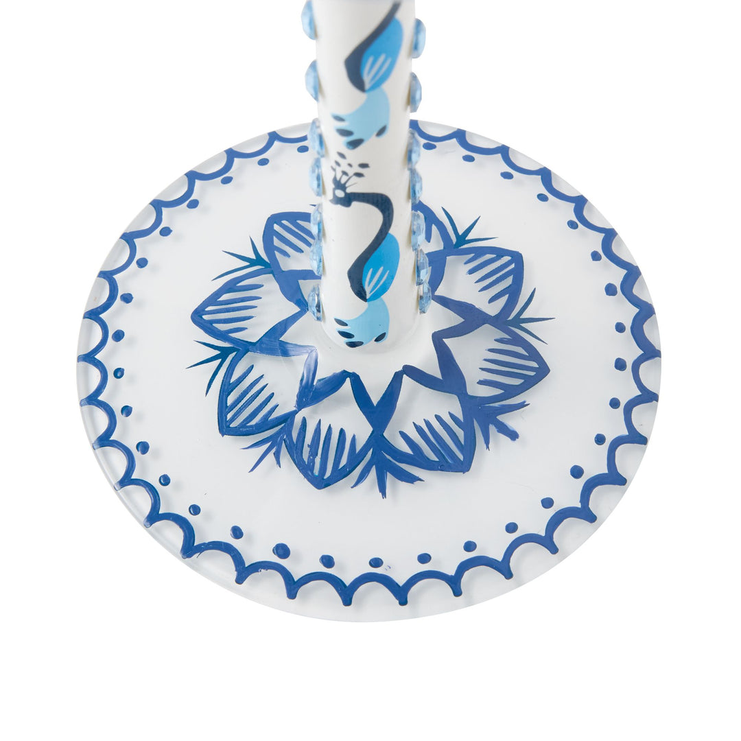 Blue Menagerie Hand Painted Wine Glass